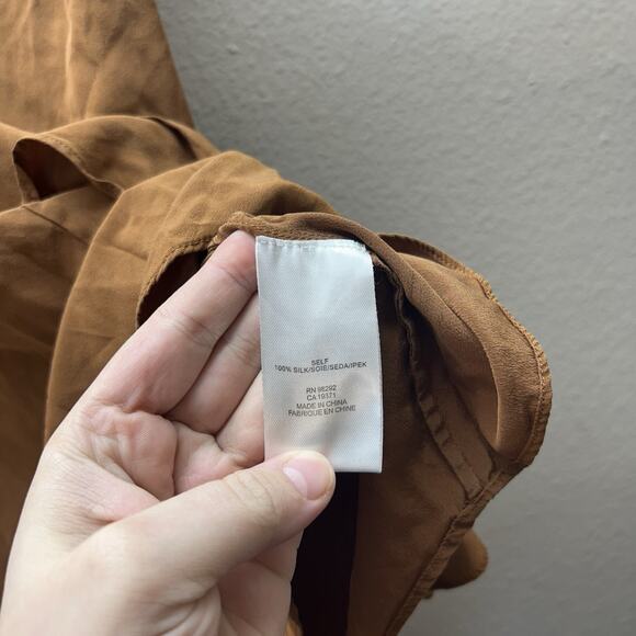 Tibi Designer Skirt 100% Silk Brown Asymmetric Size 00 XS Festival Indie Fairy - Picture 5 of 10